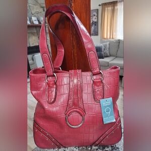 NWT NINE WEST RED SHOULDER 2 COMPARTMENT HANDBAG